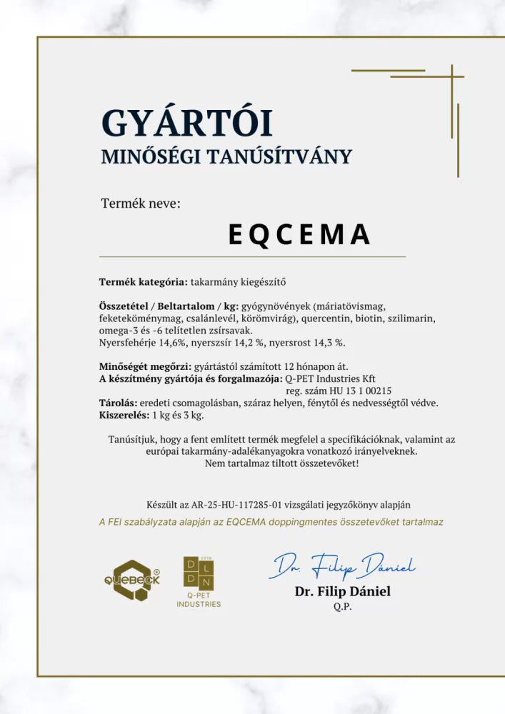 EQCEMA – Komplex bőrkomfort támogatás lovak számára