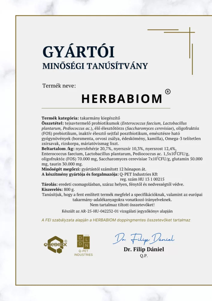 HERBABIOM – bélflóra egyensúly, 800 gramm