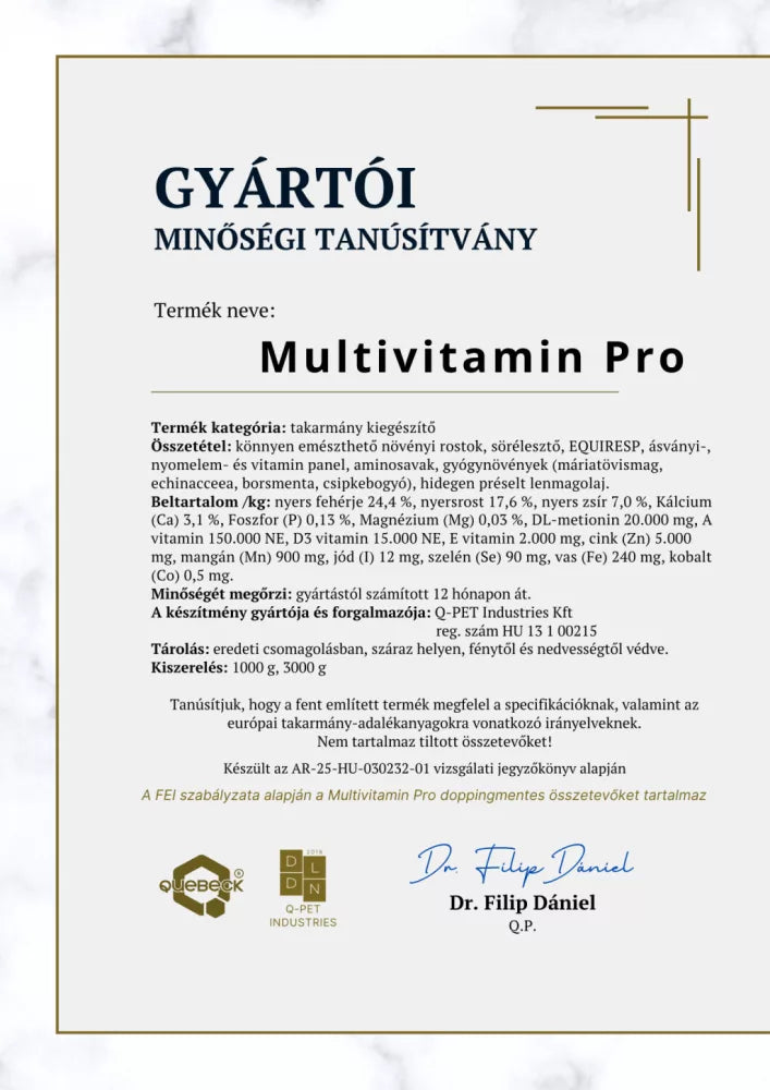 MULTIVITAMIN PRO – komplex napi vitamin támogatás lovaknak