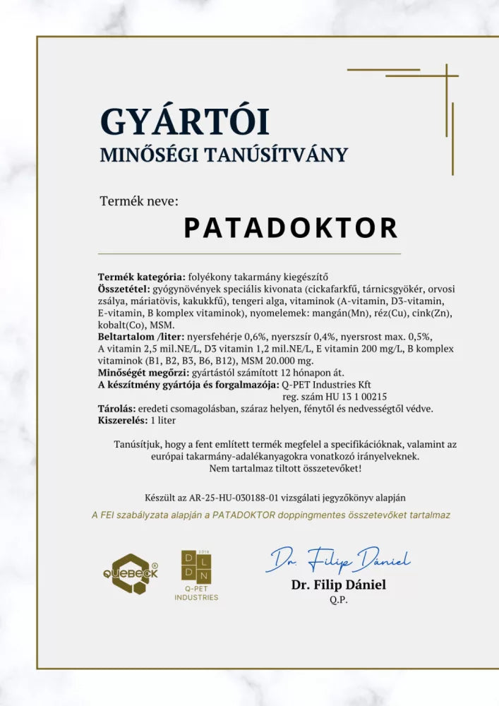 PATADOKTOR – gyógynövény alapú, pata és szarutámogatás lovaknak